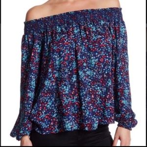 Parker Blue Floral Off the Shoulder Top